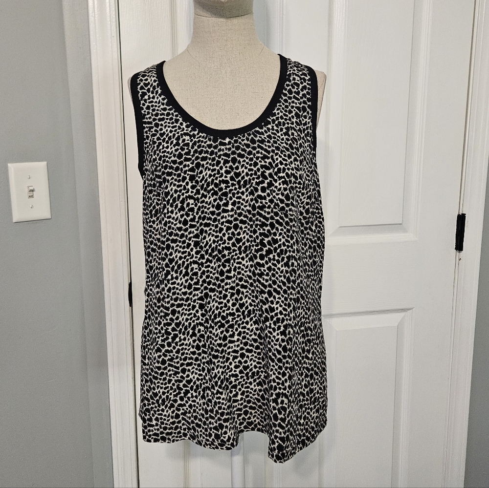 Joie Silk Black and White Leopard Print Tank